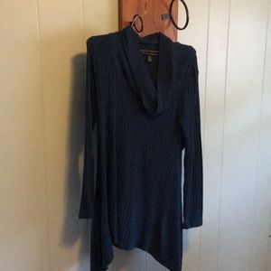 Blue cowl neck shark bite shirt